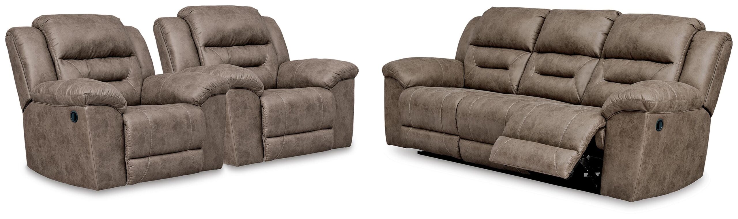 b7856c48899ca25df08d3565f464a754 Stoneland Reclining Sofa and 2 Recliners - Image 1