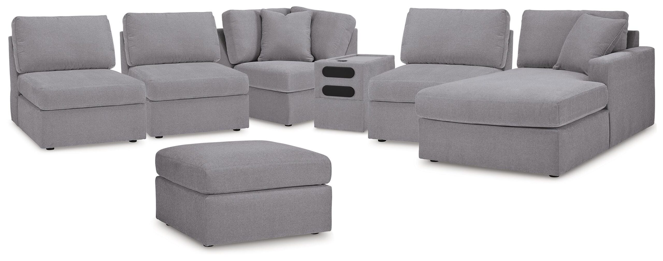 b8d216e00d8df10926b7c9f03a379456 Modmax 6-Piece Sectional with Chaise and Ottoman - Image 1