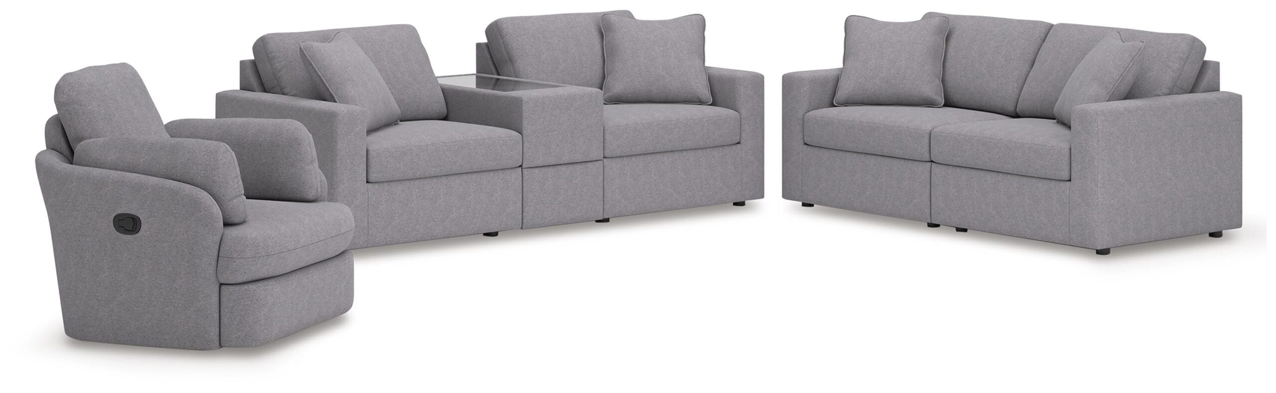 bfda1bbd4873f28255366acacea94321 Modmax 3-Piece Sectional Sofa, 2-Piece Sectional Loveseat and Swivel Glider Recliner - Image 1