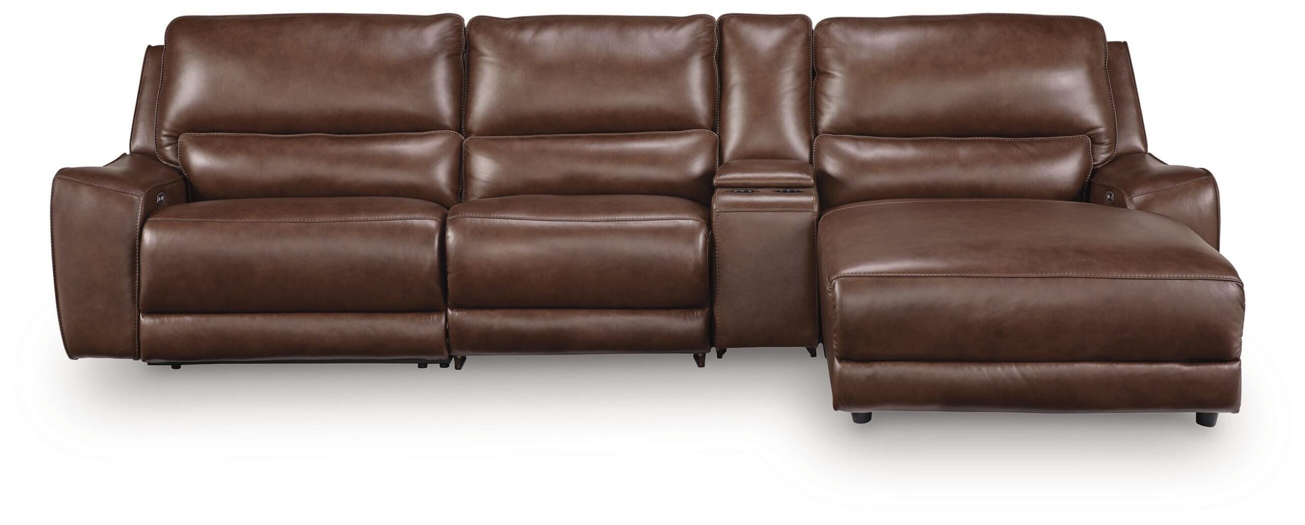 c730685404d356fd6a025ca2340db9d7 DeepWakes 4-Piece Reclining Sectional with Chaise and Storage Console - Image 1