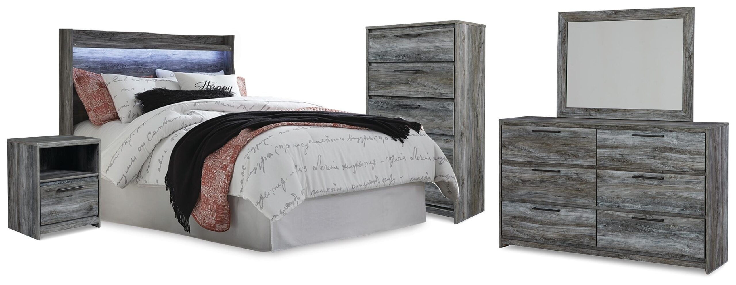 d67831a5a7d9c6fa6044f985a6e92148 Baystorm Queen Panel Headboard, Dresser, Mirror, Chest and Nightstand - Image 1