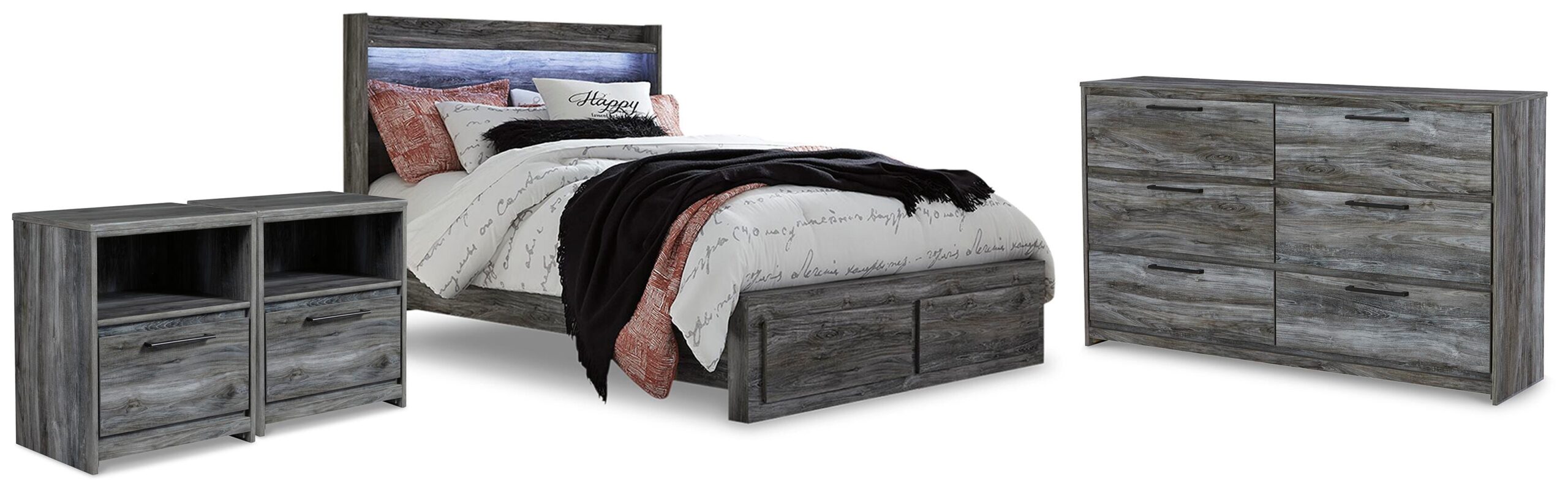 e6f881e777cdae2e00eca5feaa91137b Baystorm Queen Panel Storage Bed, Dresser and 2 Nightstands - Image 1